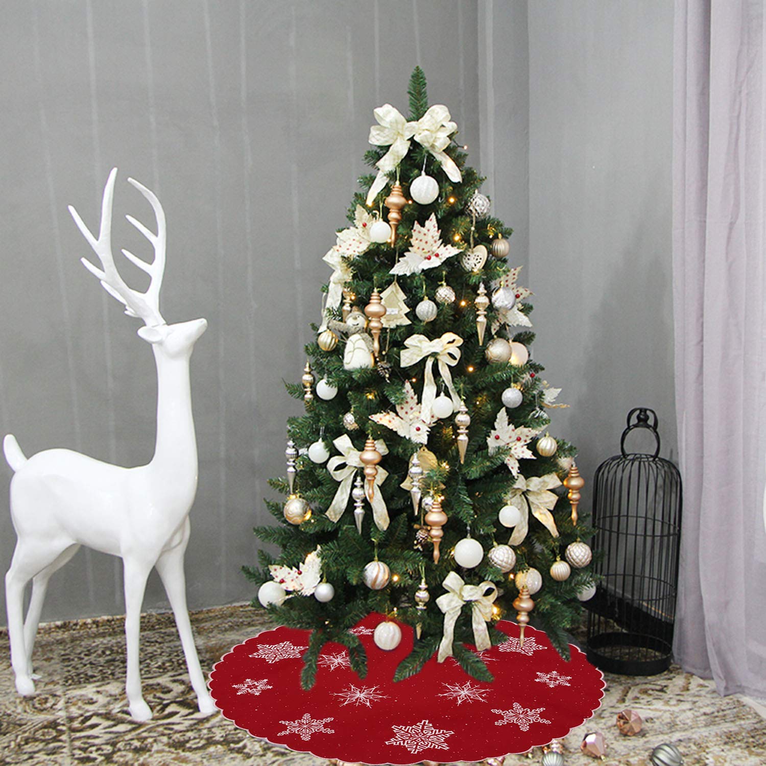 Foto 4 pulgar | Falda De Árbol De Navidad Con Copos De Nieve Bordados Simhomsen - Venta Internacional.