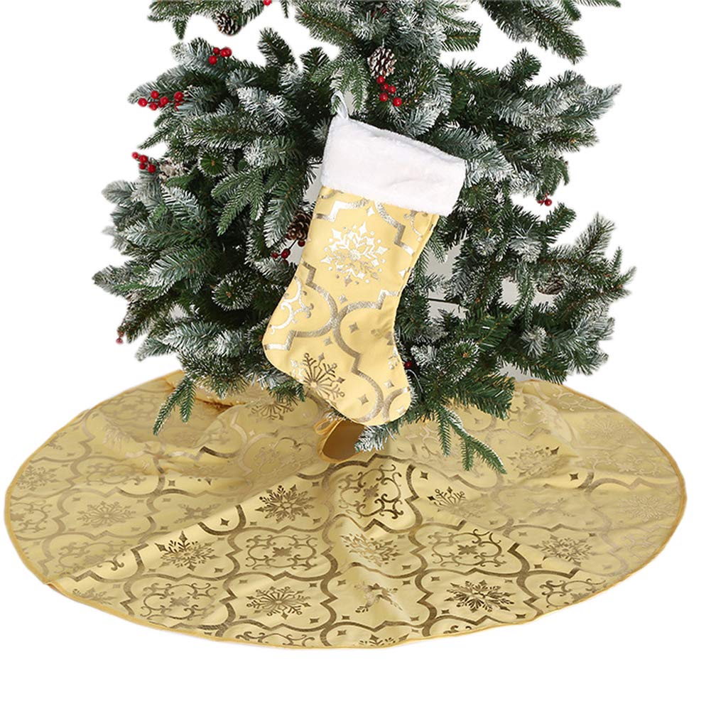 Foto 2 pulgar | Falda Para Árbol De Navidad Poise3ehome, Color Dorado, 122 Cm De Diámetro - Venta Internacional.