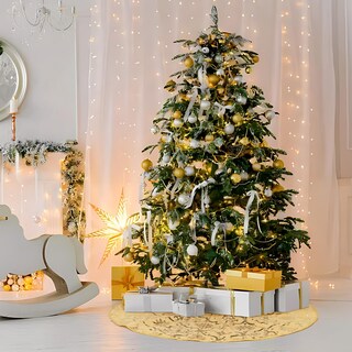 Foto 4 | Falda Para Árbol De Navidad Poise3ehome, Color Dorado, 122 Cm De Diámetro - Venta Internacional.