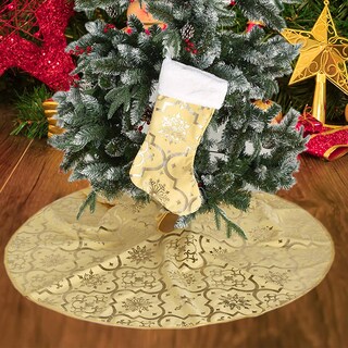 Foto 5 | Falda Para Árbol De Navidad Poise3ehome, Color Dorado, 122 Cm De Diámetro - Venta Internacional.