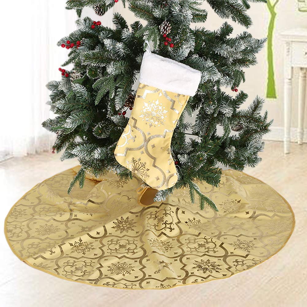 Foto 7 pulgar | Falda Para Árbol De Navidad Poise3ehome, Color Dorado, 122 Cm De Diámetro - Venta Internacional.