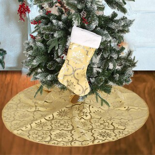 Foto 7 | Falda Para Árbol De Navidad Poise3ehome, Color Dorado, 122 Cm De Diámetro - Venta Internacional.