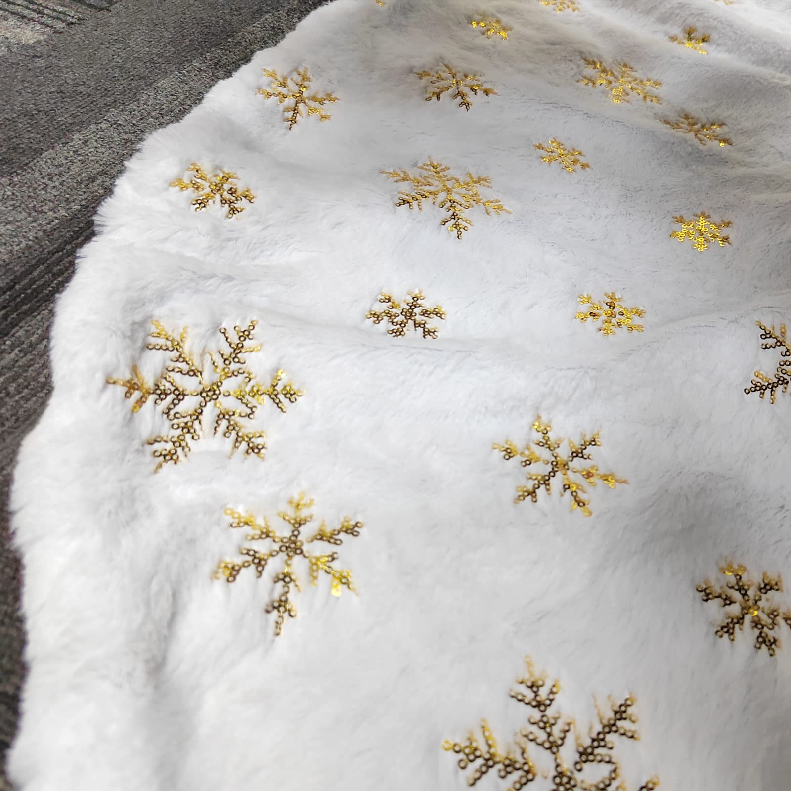 Foto 4 pulgar | Falda Para Árbol De Navidad Aerwo, Piel Sintética, Diseño De Copo De Nieve Dorado, 90 Cm - Venta Internacional.