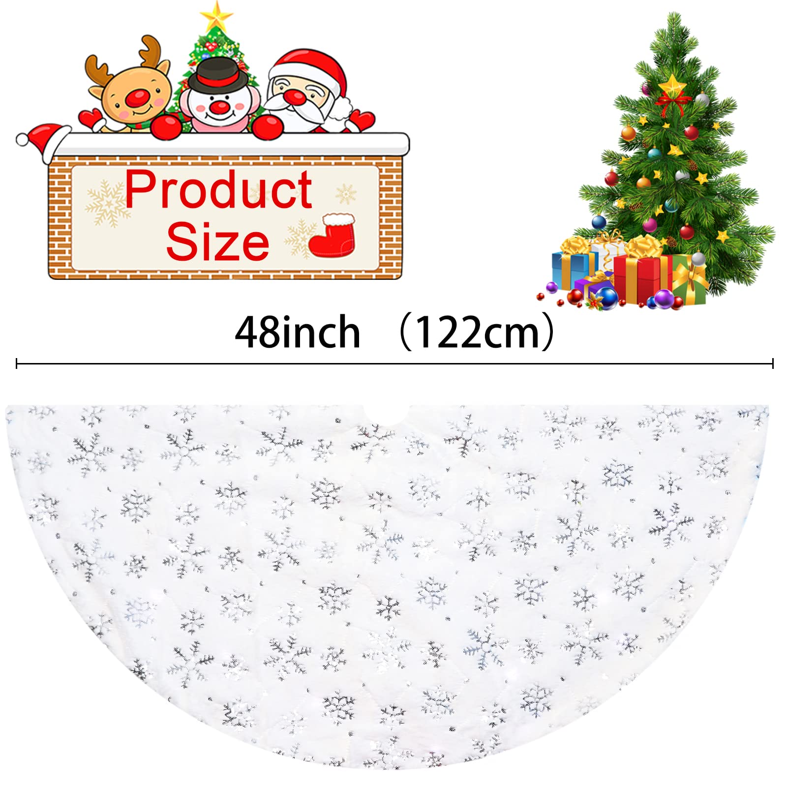 Foto 3 pulgar | Falda Para Árbol De Navidad Aerwo, Piel Sintética Blanca, 122 Cm De Diámetro - Venta Internacional.