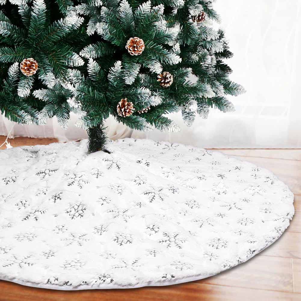 Foto 5 pulgar | Falda Para Árbol De Navidad Aerwo, Piel Sintética Blanca, 122 Cm De Diámetro - Venta Internacional.