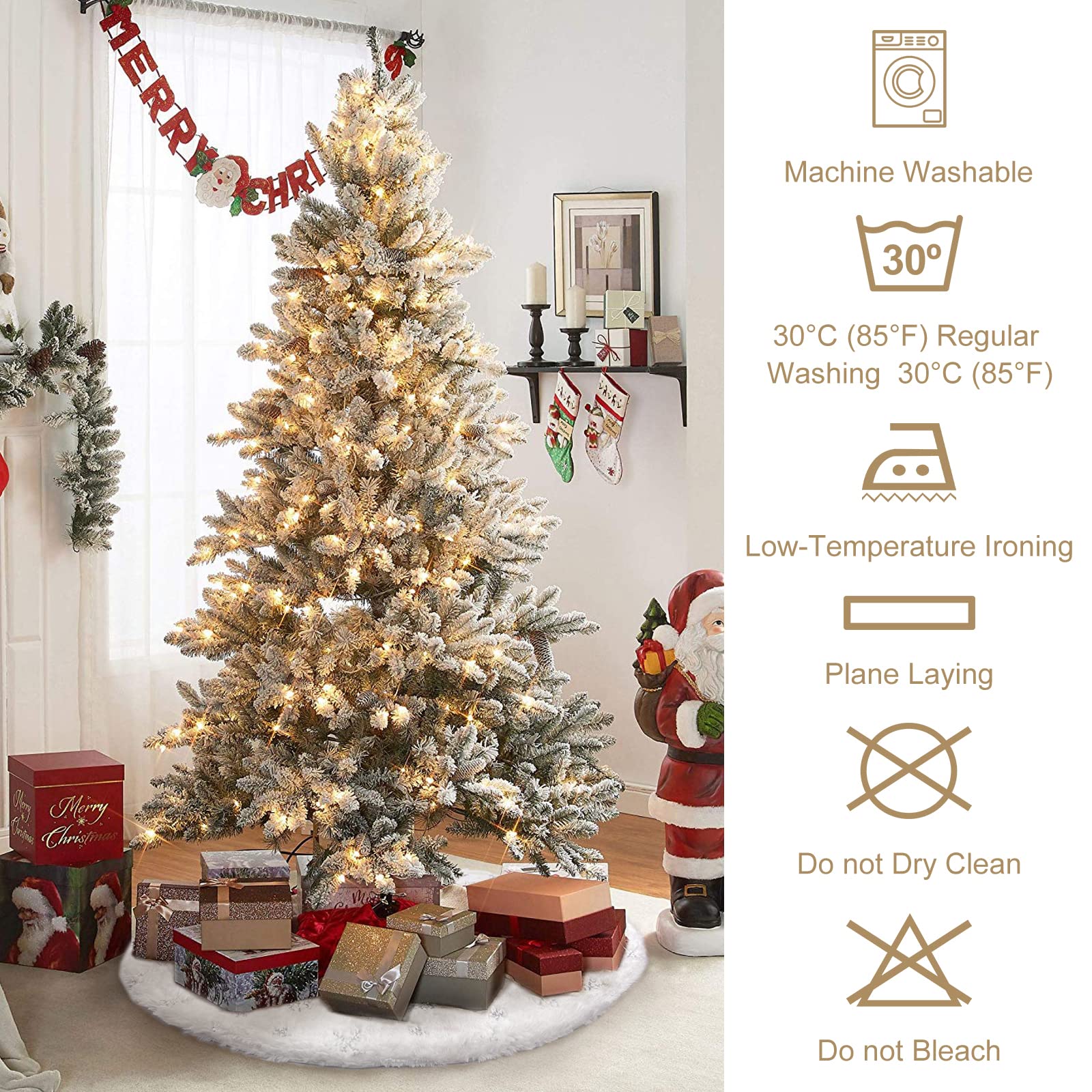 Foto 6 pulgar | Falda Para Árbol De Navidad Aerwo, Piel Sintética Blanca, 122 Cm De Diámetro - Venta Internacional.