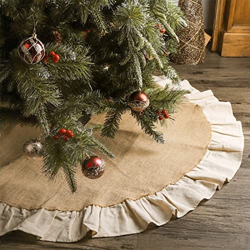 Falda Para Árbol De Navidad Ivenf, Yute Natural, 122 Cm, Con Gorro - Venta Internacional.