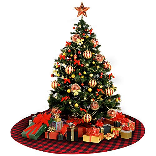 Foto 2 pulgar | Faldón Para Árbol De Navidad Sibosun Buffalo Plaid 137 Cm, Rojo Y Negro - Venta Internacional.