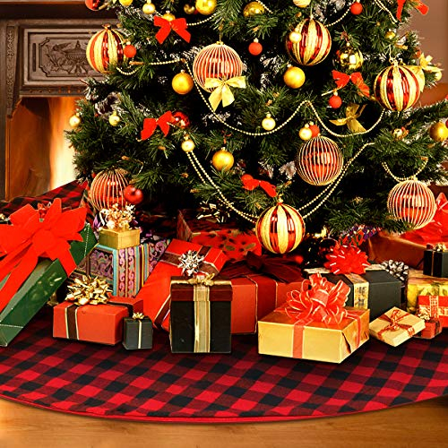 Foto 3 pulgar | Faldón Para Árbol De Navidad Sibosun Buffalo Plaid 137 Cm, Rojo Y Negro - Venta Internacional.