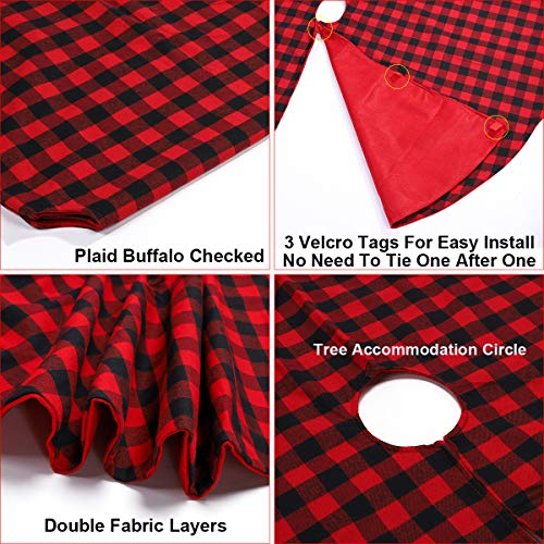 Foto 5 pulgar | Faldón Para Árbol De Navidad Sibosun Buffalo Plaid 137 Cm, Rojo Y Negro - Venta Internacional.