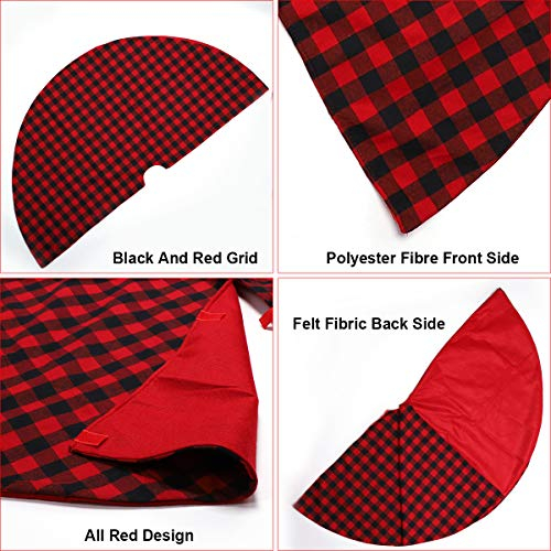 Foto 6 pulgar | Faldón Para Árbol De Navidad Sibosun Buffalo Plaid 137 Cm, Rojo Y Negro - Venta Internacional.