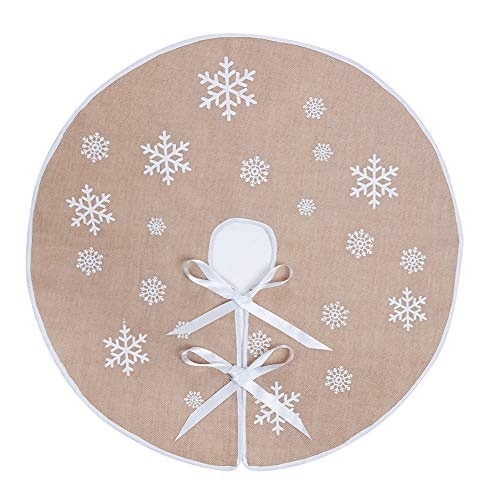 Falda Para Árbol De Navidad Macting Countryside, Arpillera, Copo De Nieve - Venta Internacional. $545