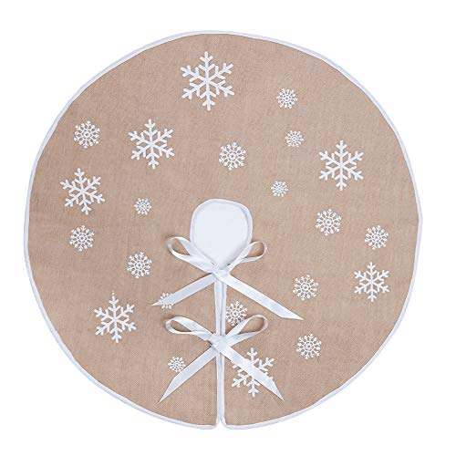 Foto 2 pulgar | Falda Para Árbol De Navidad Macting Countryside, Arpillera, Copo De Nieve - Venta Internacional.