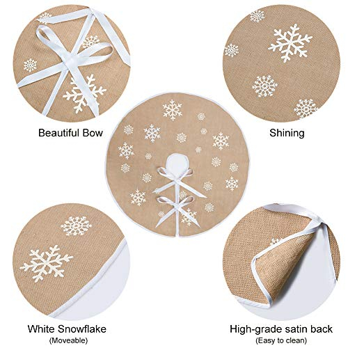 Foto 4 pulgar | Falda Para Árbol De Navidad Macting Countryside, Arpillera, Copo De Nieve - Venta Internacional.