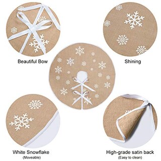 Foto 3 | Falda Para Árbol De Navidad Macting Countryside, Arpillera, Copo De Nieve - Venta Internacional.