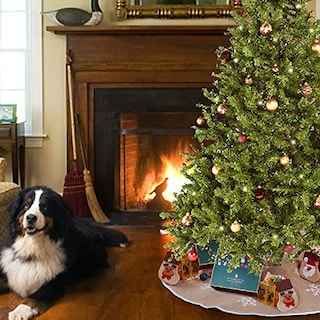 Foto 7 | Falda Para Árbol De Navidad Macting Countryside, Arpillera, Copo De Nieve - Venta Internacional.