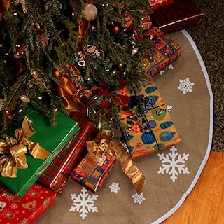Foto 4 | Falda Redonda De Bambú Para Árbol De Navidad, Diseño De Copos De Nieve, 31 Cm - Venta Internacional.