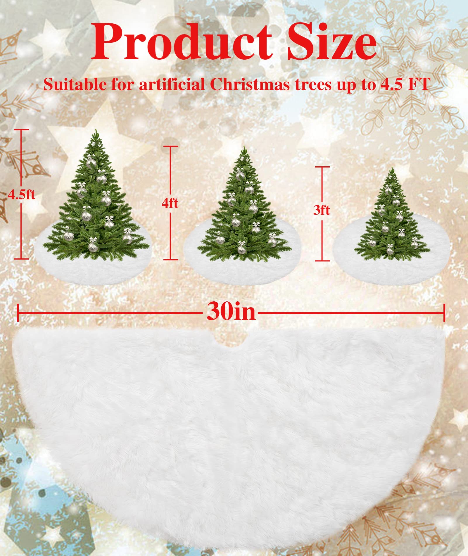 Foto 6 pulgar | Falda Hblife Para Árbol De Navidad, Color Blanco, 76 Cm, Doble Piel Sintética - Venta Internacional.