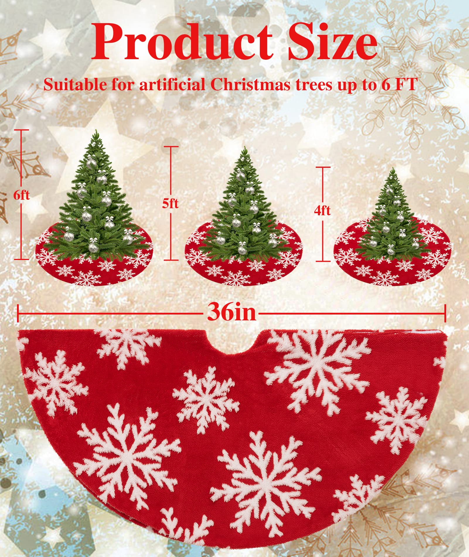 Foto 5 pulgar | Falda Para Árbol De Navidad Hblife, 90 Cm, Doble Capa, Cachemir - Venta Internacional.