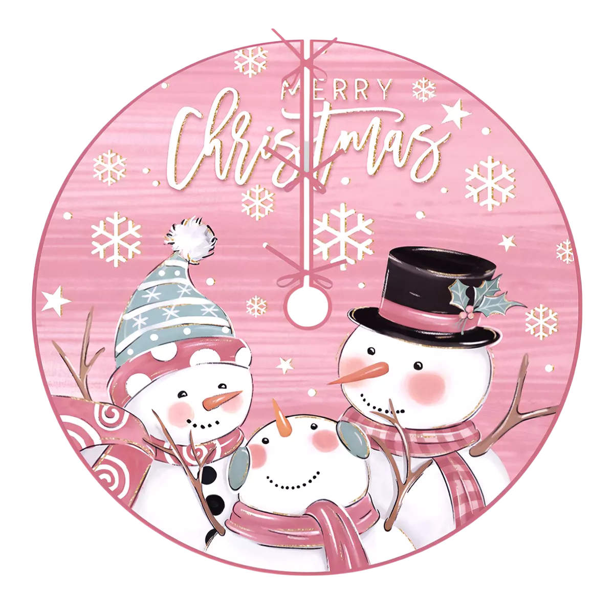 Foto 2 pulgar | Falda Para Árbol De Navidad Decoración Muñeco De Nieve 123 Cm, Rosa