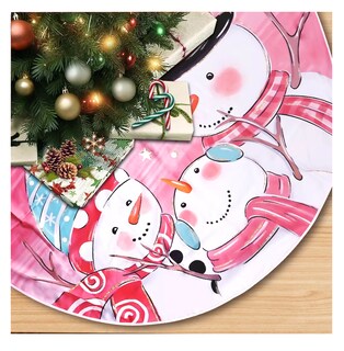 Foto 2 | Falda Para Árbol De Navidad Decoración Muñeco De Nieve 123 Cm, Rosa
