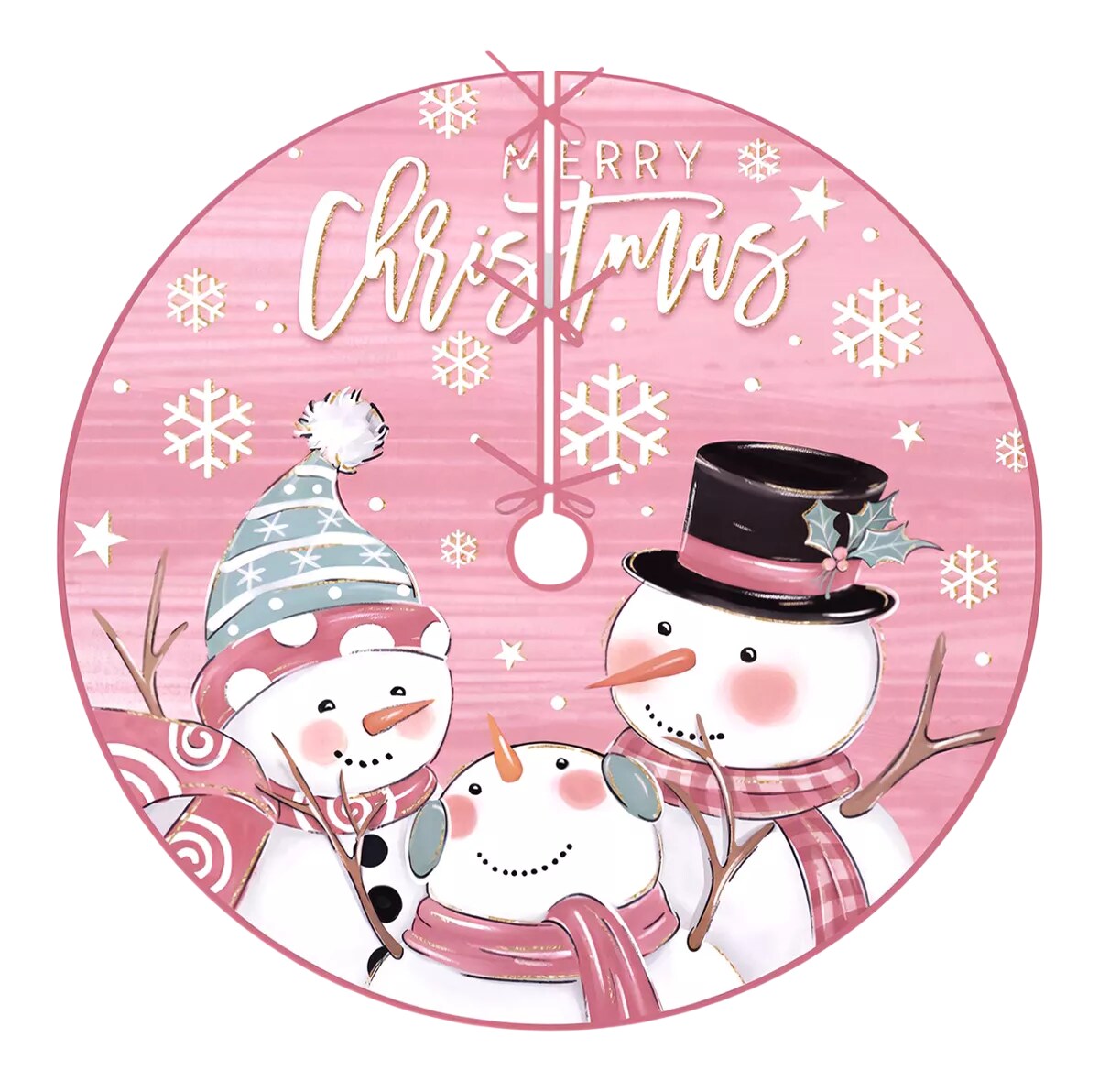 Falda Para Árbol De Navidad Decoración Muñeco De Nieve 123 Cm, Rosa $569