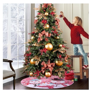 Foto 4 | Falda Para Árbol De Navidad Decoración Muñeco De Nieve 123 Cm, Rosa