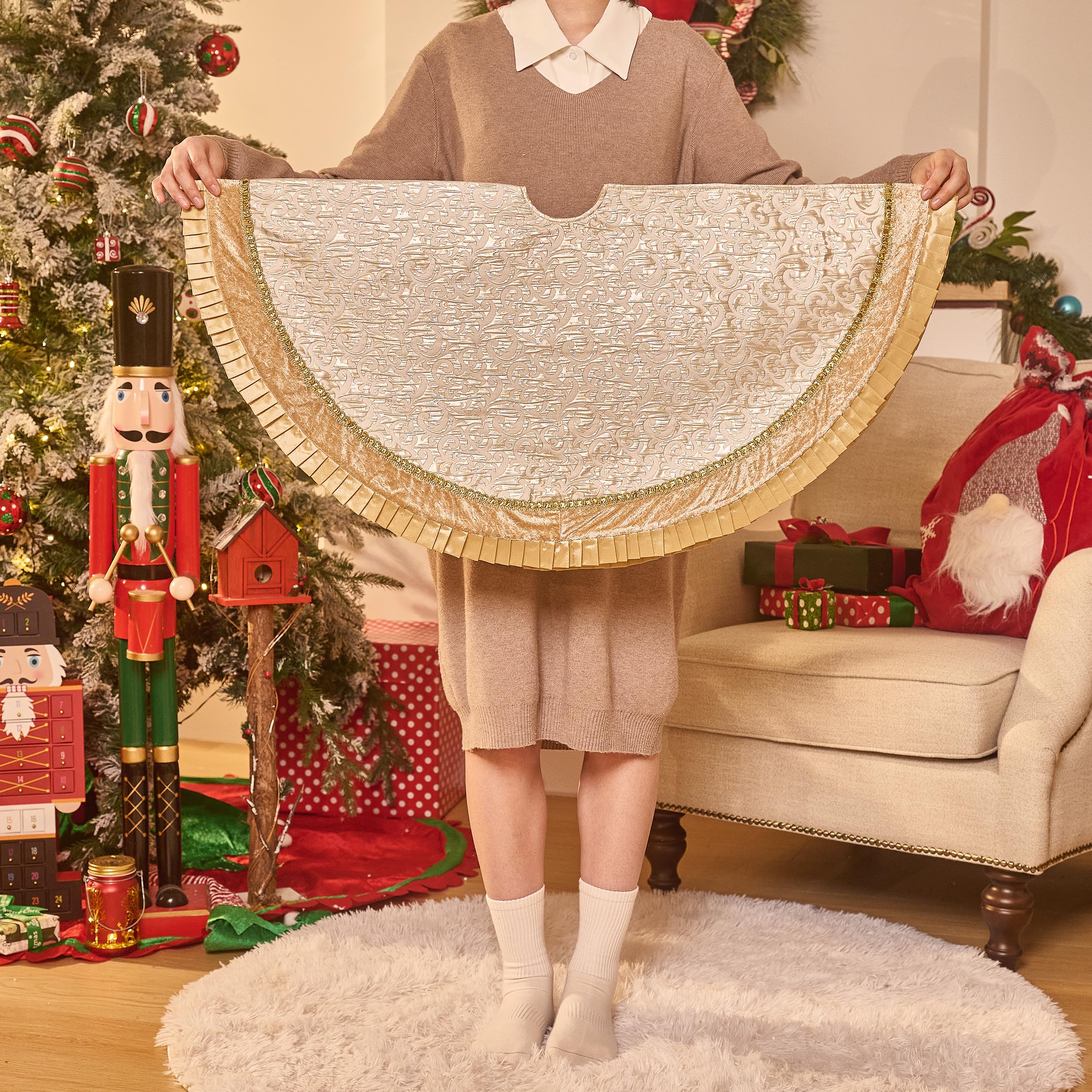 Foto 7 | Falda para Árbol de Navidad Valery Madelyn Blanco 120 cm - Venta Internacional