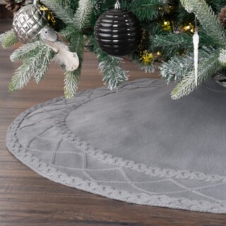 Foto 2 | Pie De Árbol De Navidad Esquimal Tejido Falda Pino Gris 122 Cm