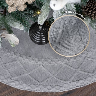 Foto 4 | Pie De Árbol De Navidad Esquimal Tejido Falda Pino Gris 122 Cm