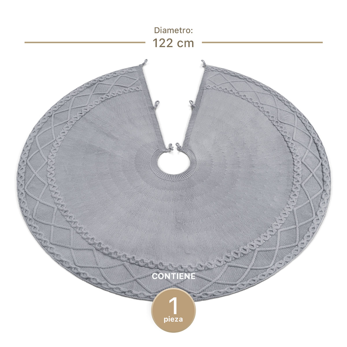 Foto 6 pulgar | Pie De Árbol De Navidad Esquimal Tejido Falda Pino Gris 122 Cm