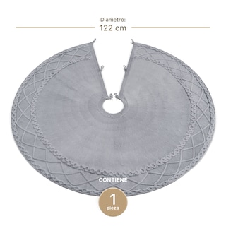 Foto 5 | Pie De Árbol De Navidad Esquimal Tejido Falda Pino Gris 122 Cm