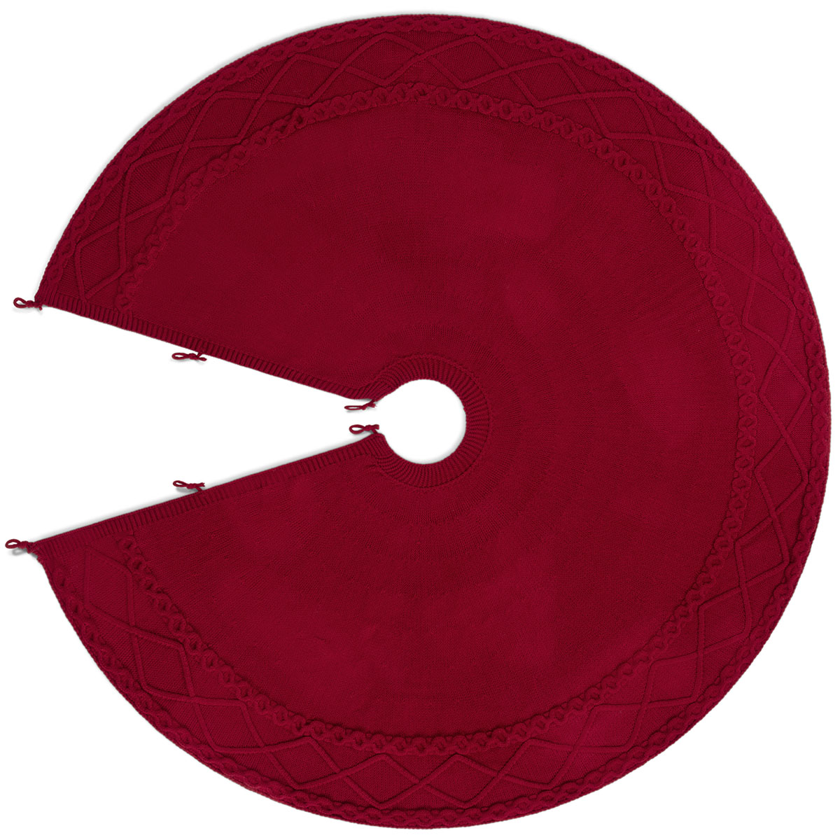 Foto 2 pulgar | Pie De Árbol De Navidad Esquimal Tejido Falda Pino Rojo Granate 122 Cm