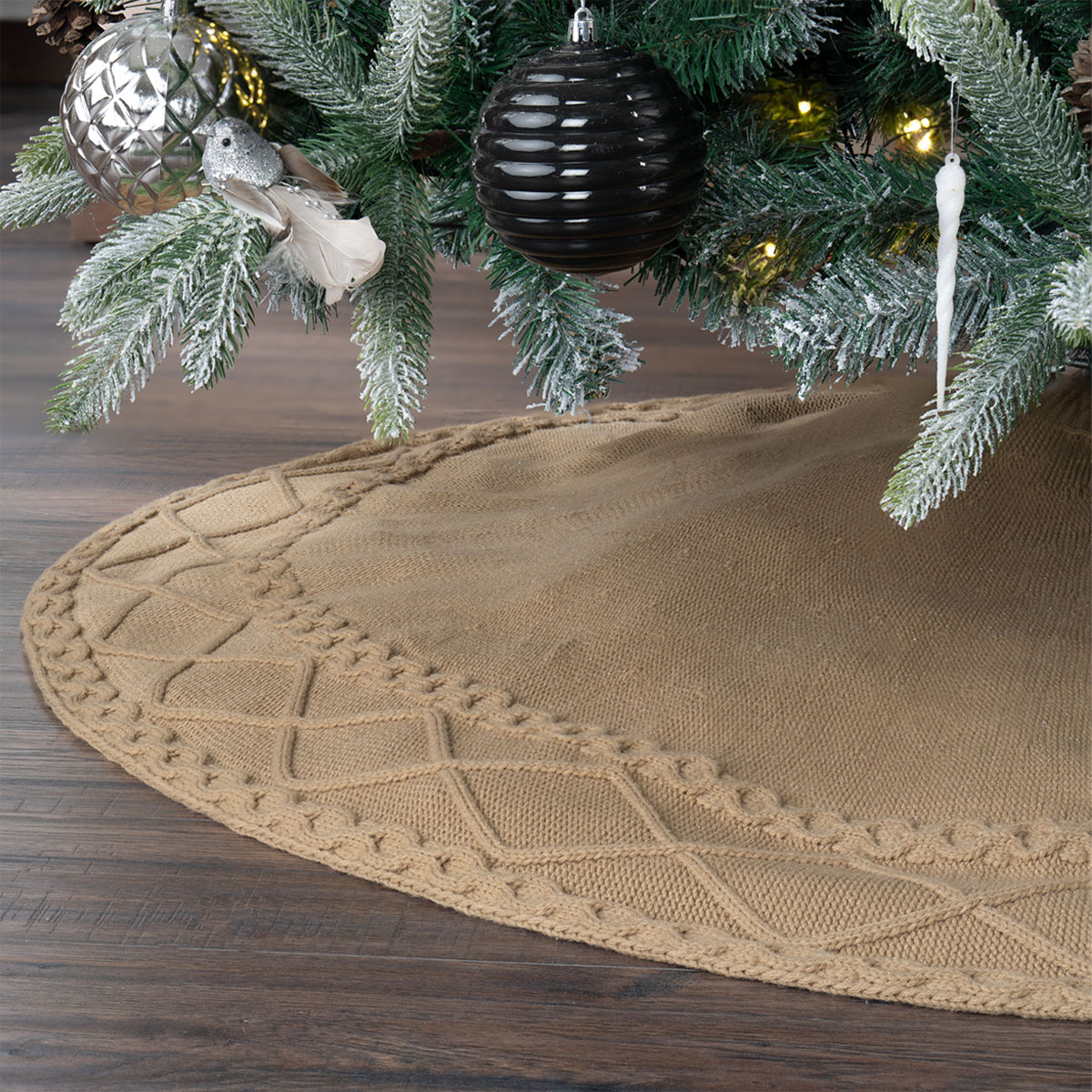 Foto 3 pulgar | Pie De Árbol De Navidad Esquimal Tejido Falda Pino Khaki 122 Cm