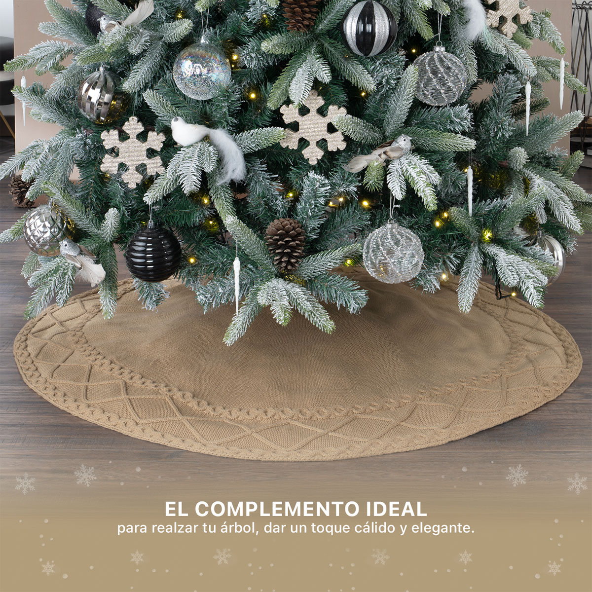 Foto 4 pulgar | Pie De Árbol De Navidad Esquimal Tejido Falda Pino Khaki 122 Cm