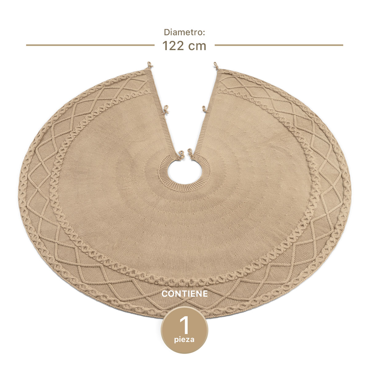 Foto 6 pulgar | Pie De Árbol De Navidad Esquimal Tejido Falda Pino Khaki 122 Cm