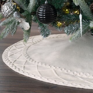 Foto 2 | Pie De Árbol De Navidad Esquimal Tejido Falda Pino Hueso 122 Cm