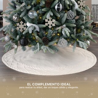 Foto 3 | Pie De Árbol De Navidad Esquimal Tejido Falda Pino Hueso 122 Cm