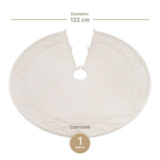 Foto 5 | Pie De Árbol De Navidad Esquimal Tejido Falda Pino Hueso 122 Cm