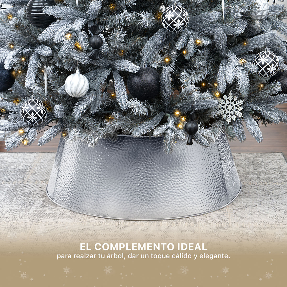 Foto 3 | Pie De Árbol De Navidad Esquimal Collar Metálico Plateado 68.6 Cm