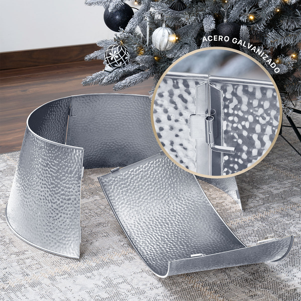 Foto 4 | Pie De Árbol De Navidad Esquimal Collar Metálico Plateado 68.6 Cm