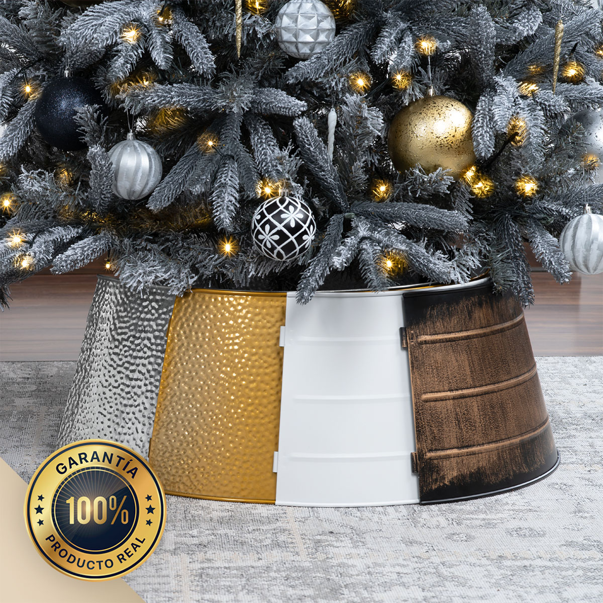 Foto 7 | Pie De Árbol De Navidad Esquimal Collar Metálico Plateado 68.6 Cm