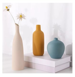 Foto 2 | Jarrones De Cerámica Kunch Juego De 3 Coloridos Minimalistas Azul Amarillo Beige