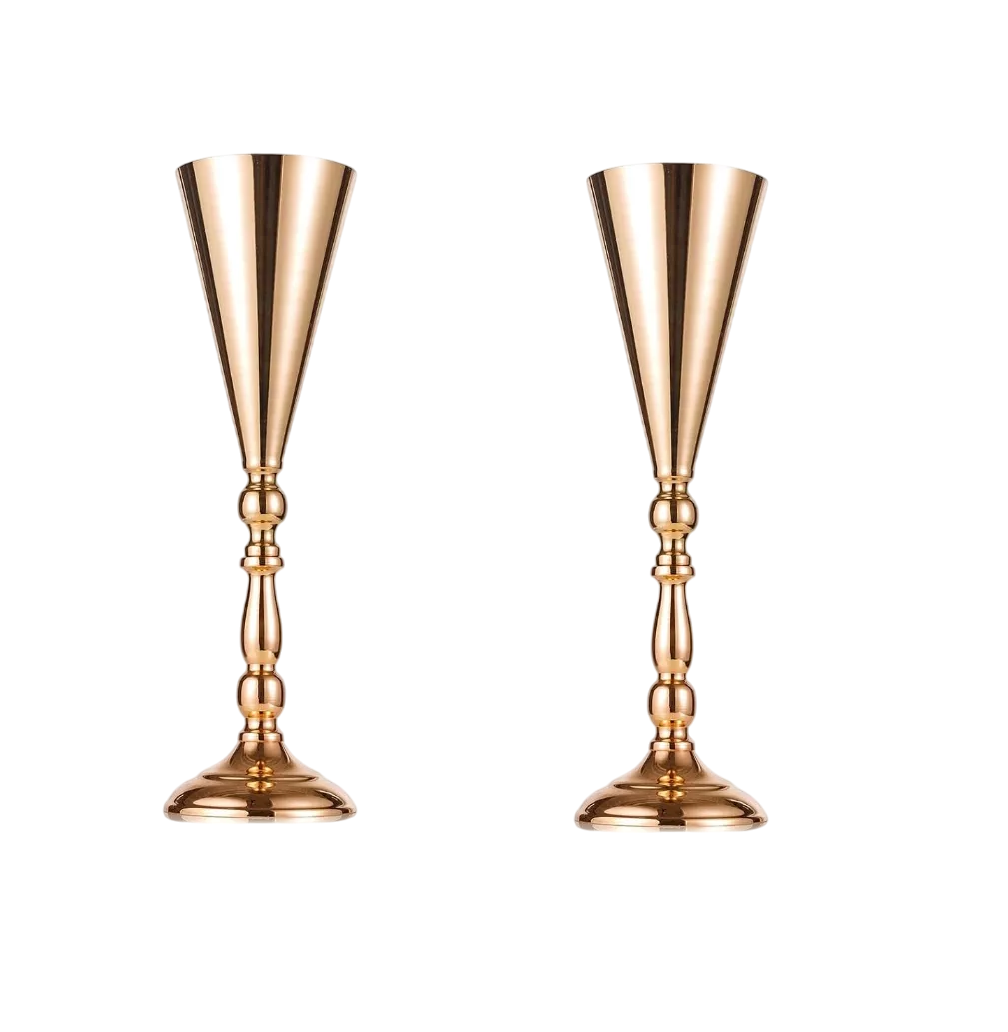 Base Soporte Portaflores Velas Metal Decora Fiesta Boda 2 Pcs Dorado