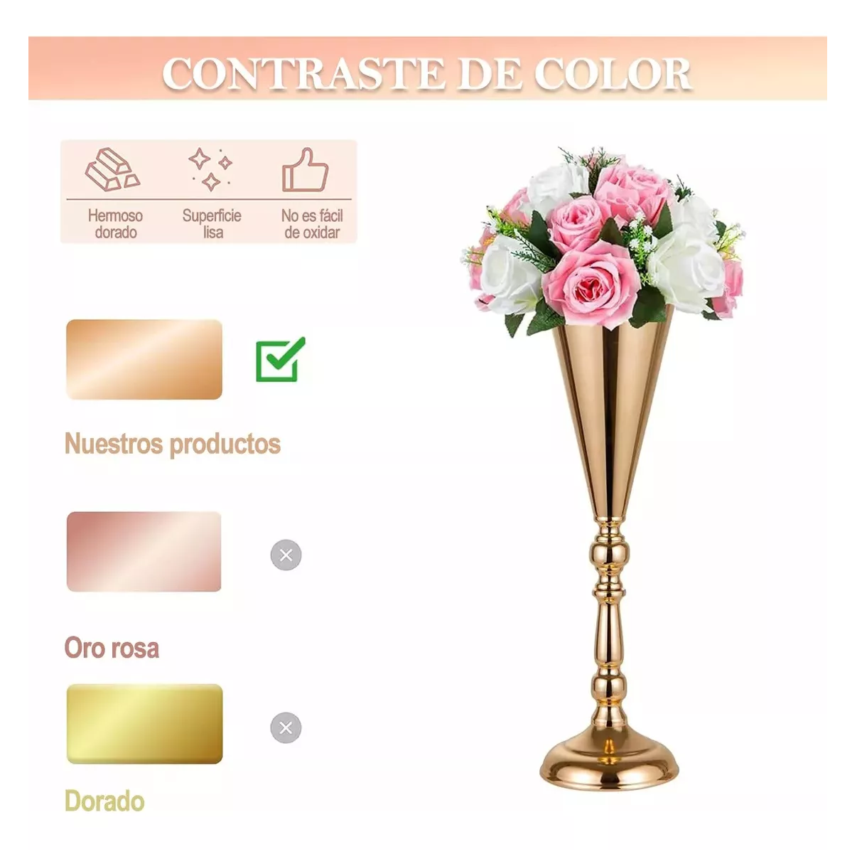 Foto 2 | Base Soporte Portaflores Velas Metal Decora Fiesta Boda 2 Pcs Dorado
