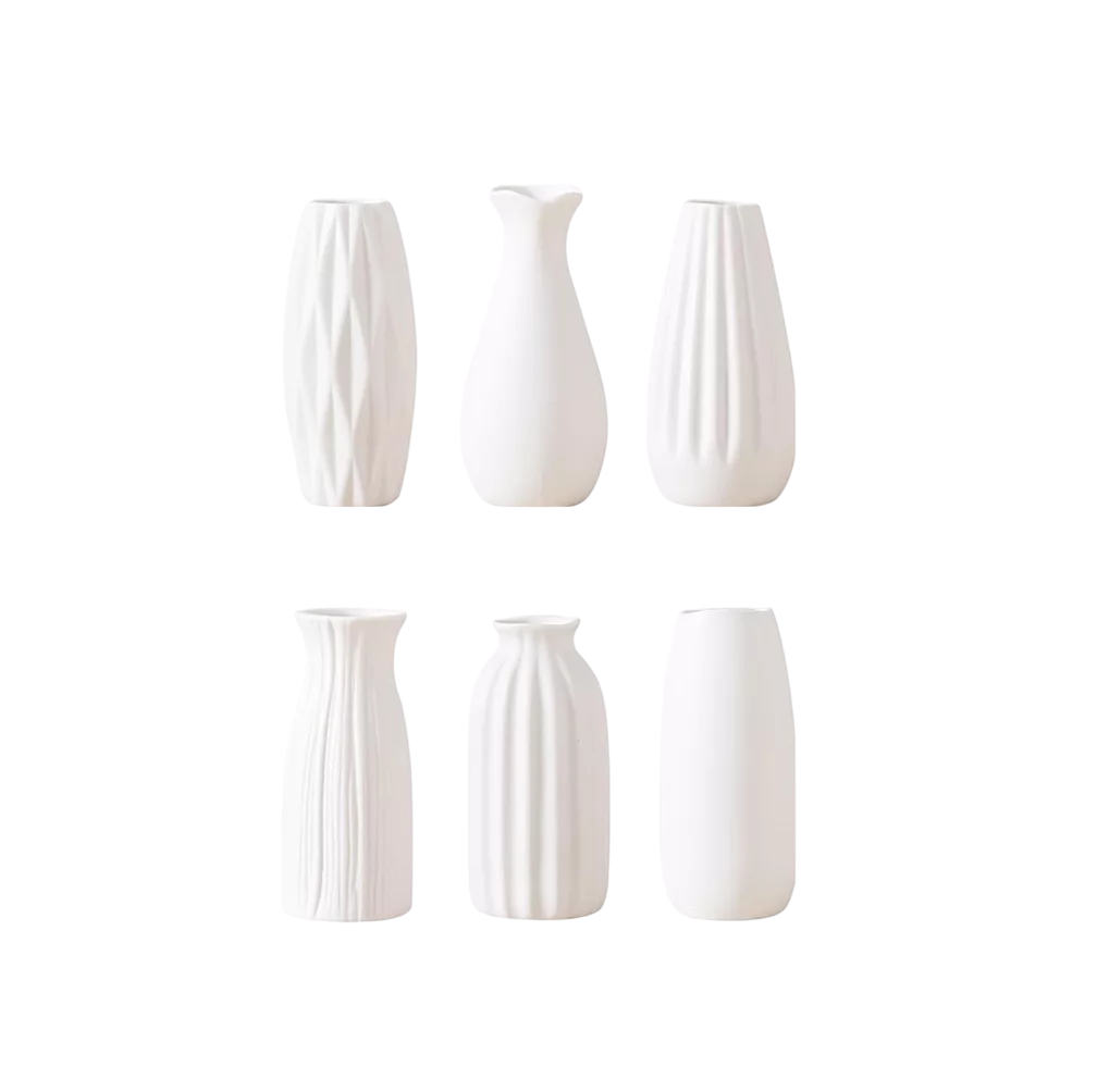 Foto 2 pulgar | Jarrones de Cerámica Blancos para la Decoración Moderna del Hogar 6 piezas