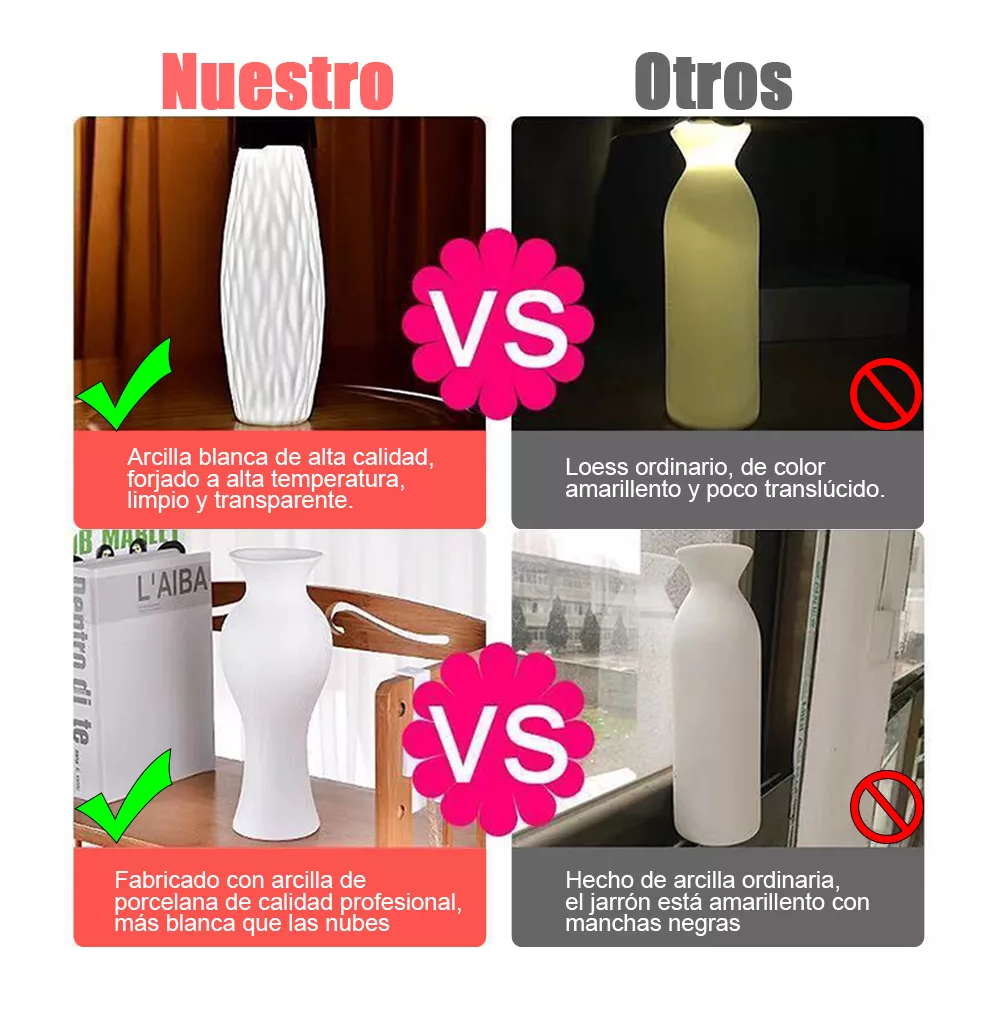 Foto 3 pulgar | Jarrones de Cerámica Blancos para la Decoración Moderna del Hogar 6 piezas