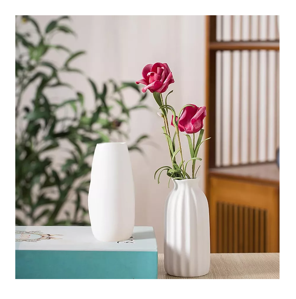 Foto 5 pulgar | Jarrones de Cerámica Blancos para la Decoración Moderna del Hogar 6 piezas