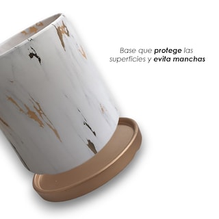 Foto 8 | Ilios Innova | Maceta De Cerámica Con Plato De Base Color Blanco Estilo Marmol