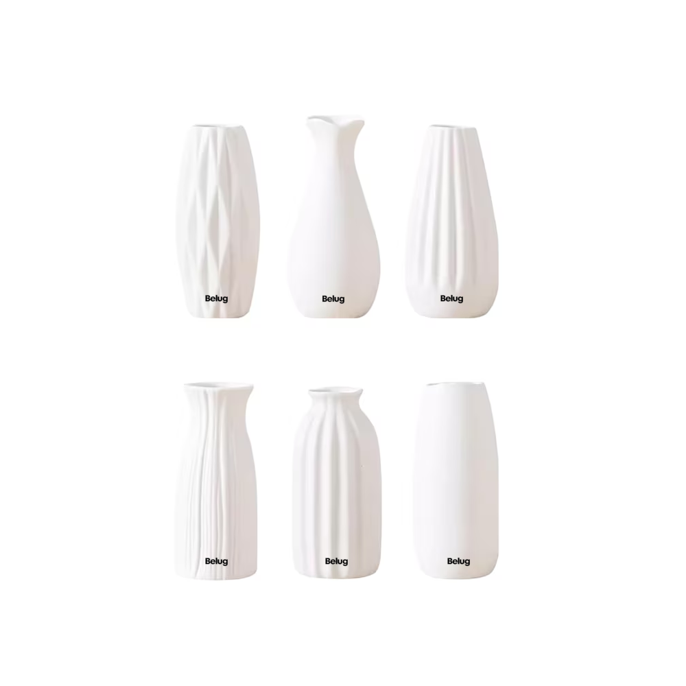 Jarrón de Cerámica Belug Blanco 6 Piezas